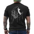 Gattino Fiore Luna Segni Magici Gatto Floreale T-shirt da uomo con stampa posteriore