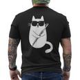 Gatto Divertente Con Occhiali Da Sole Musicista Flauto T-shirt da uomo con stampa posteriore