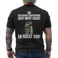 With German Shepherd German Shepherd Geht Nicht Gassi Er Rücktor T-Shirt mit Rückendruck