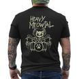 Heavy Metal Gatto Batterista Batteria Tamburi Drummer Cat T-shirt da uomo con stampa posteriore