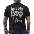 He’s My Boo Skull Face Matching Halloween Pajama Couples Men's Back Print T-Shirt
