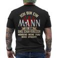 Ich Bin Ein Mann Ich Kann Dinge Schonergessen Sarcasmus Half Sleeve T-Shirt mit Rückendruck