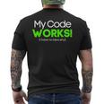 Il Mio Codice Funziona Nerd Computer Science Divertente T-shirt da uomo con stampa posteriore