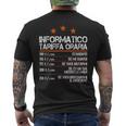 Informatico Tariffa Oraria Programmatore Software Developer T-shirt da uomo con stampa posteriore