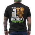 It's My 1St Birthday Zoo Tema Compleanno Safari Animale Giungla T-shirt da uomo con stampa posteriore