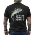 Komm Her Fischi Fischi Slogan Fishing T-Shirt mit Rückendruck