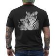 Madre Tigre Con Simpatico Cucciolo Gatto Predatore Animale T-shirt da uomo con stampa posteriore
