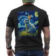 Notte Stellata E Coniglio Artean Gogh Pittura Estetica Carina T-shirt da uomo con stampa posteriore