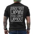 Once You Jimin You Can't Jimout Pun Divertente T-shirt da uomo con stampa posteriore