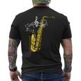 Ottoni Sax Strumento Musicale Banda Note Sassofono T-shirt da uomo con stampa posteriore
