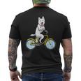 Pastore Svizzero Bianco Cane Con Bicicletta T-shirt da uomo con stampa posteriore