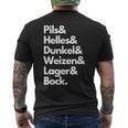 Pils Helles Dunkel Weizen Lager & Bock Biersorten Bier Trink T-Shirt mit Rückendruck