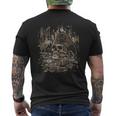 Pirati Capitano Cranio Pugnale Tesoro Caraibi Maccaw T-shirt da uomo con stampa posteriore