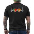 Portugal Spain Heartbeat Flag Spanish Portuguese T-Shirt mit Rückendruck