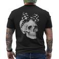 Skull Coquette Bow Halloween Black And White Checkered Bow Men's T-shirt Back Print