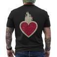 Stampa Unica Alla Moda Con Simbolo Del Cuore Sacro Fiammeggiante T-shirt da uomo con stampa posteriore