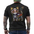 Sugar Skull Cat Halloween Dia De Los Muertos Day Of Dead Men's T-shirt Back Print