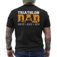 Uomo Triathlon Dad Triathlete Swim Bike Run Repeat Triathlon T-shirt da uomo con stampa posteriore