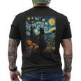 Van Gogh Black Cat Starry Night Pumpkins Fun Halloween Party Men's T-shirt Back Print