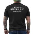 Vintage Car Echte Autos Haben Durst Keine Ladezeit T-Shirt mit Rückendruck