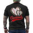 Vintage Cleveland Baseball Leopard Heart Baseball Fans Men's T-shirt Back Print