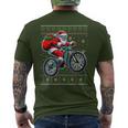 Christmas Santa Mountain Bike Rider Ugly Christmas Sweater Men's T-shirt Back Print