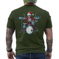 Santa Skeleton Playing Drum Drummer Percussionist Christmas Men's T-shirt Back Print