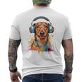 Bassotto Cuffie Dog Divertente Animali Stampa T-shirt da uomo con stampa posteriore