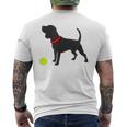 Beagle Puppy Dog Silhouette Plays Fetch Yellow Tennis Ball Men's Back Print T-Shirt