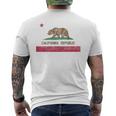 California State Flag Grizzly Bear Cali Distressed T-shirt da uomo con stampa posteriore