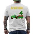 Children's 4Th Birthday Achtung Ich Bin Schon 4 Jahre Tractor Tractor T-Shirt mit Rückendruck