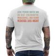 An Die Person Hinter Mir Liebe Person Hinter Mir T-Shirt mit Rückendruck