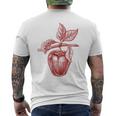 Disegnointage Di Frutta Rossa Mela T-shirt da uomo con stampa posteriore