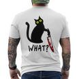 Donna Divertente Coltello Nero Omicida Gatto Gattino Gatto Amante Regalo Con Collo A T-shirt da uomo con stampa posteriore