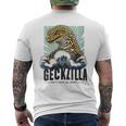Donna Geckzilla Leopard Geco Giapponese Divertente Rettileintage Kaiju Con Collo A T-shirt da uomo con stampa posteriore