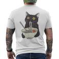 Cat Eating Ramen Vintage Japanese Noodles Men's T-shirt Back Print