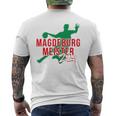 With Handball Team Magdeburg Fan Saxony-Anhalt Green Red T-Shirt mit Rückendruck