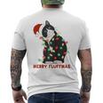 Merry Fluffmas Cat Con Cappello Di Babbo Natale Brutto Natale Xams Maglia Con Maniche Raglan T-shirt da uomo con stampa posteriore
