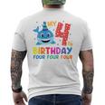 Niños My 4Th Birthday Diseño De Tiburón Para Niños Camiseta Hombre Estampado Espalda