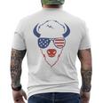 Patriotic Bison 4Th Of July Usa American Flag Fourth Of July Men's T-shirt Back Print