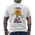Retro I Hate People Divertente Regalo Floreale Per Eremita Introverso Con Collo A T-shirt da uomo con stampa posteriore