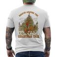 Retro Rockin Around The Christmas Tree Bronco Cowboy Rodeo Men's Back Print T-Shirt