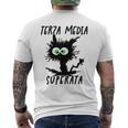Terza Media Superata 2024 Gatto T-shirt da uomo con stampa posteriore