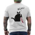 Verrückte Katze Mit Knife Crazy Cat With Knife T-Shirt mit Rückendruck