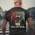 10Th Birthday For Boys Level 10 Unlocked Gamer 10 Year Old Men's T-shirt Back Print Gifts for Old Men