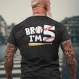 5Th Birthday Boy Bro I'm 5 Year Old Baseball Theme Men's T-shirt Back Print Gifts for Old Men