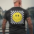 Amarilla De Los Años 70 Con Cara Sonriente A Cuadros Camiseta Hombre Estampado Espalda Regalos para ancianos