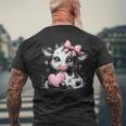 Awesome Black & White Cow Holding Heart Pink Coquette Bow Men's T-shirt Back Print Gifts for Old Men