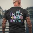 Back To School Hello Homeschool Leopard Tie Dye Pencil Men's T-shirt Back Print Gifts for Old Men