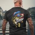 Bass Fish 4Th Of July American Us Flag Patriotic Fishing Men's T-shirt Back Print Gifts for Old Men